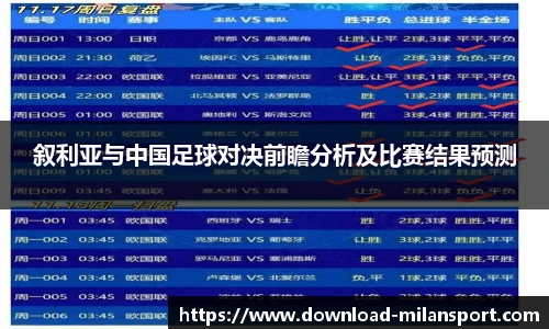 叙利亚与中国足球对决前瞻分析及比赛结果预测